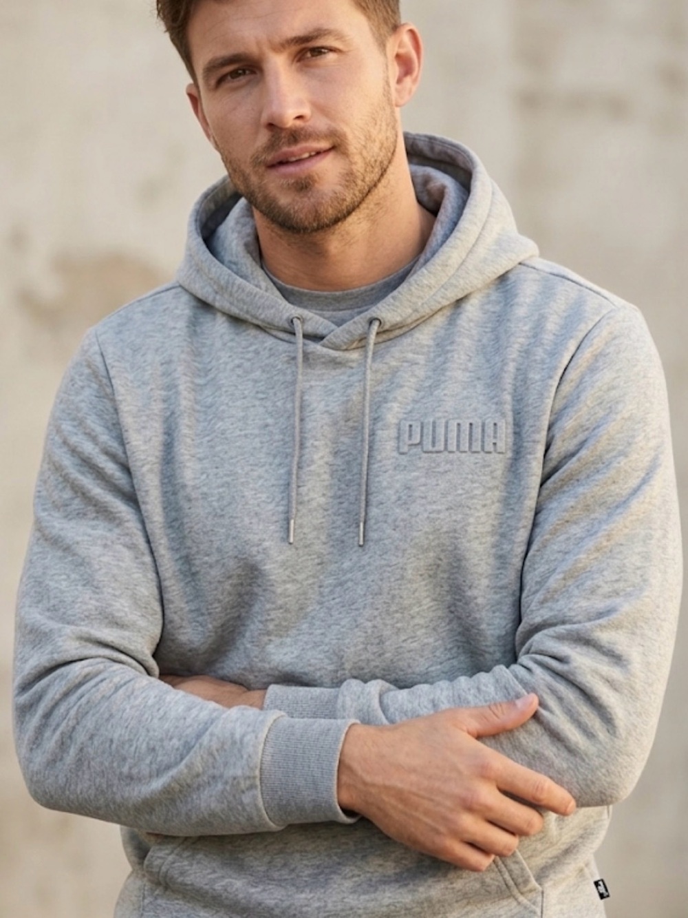 Puma Light Gray Pullover Hoodie with Subtle Logo